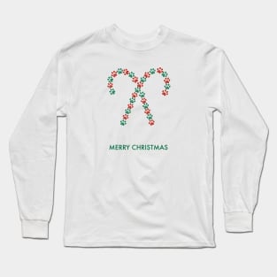 Made of paw prints christmas candy paw print green and red Long Sleeve T-Shirt